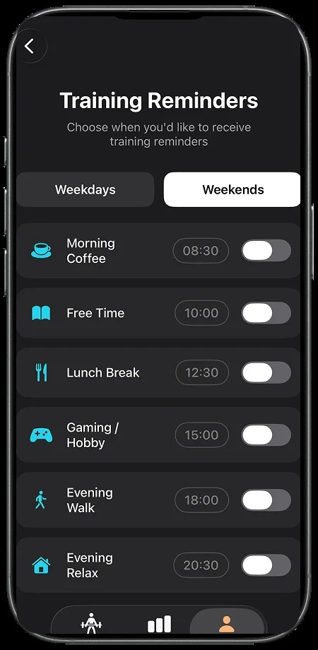 Build training habit — daily reminders and 2-week progress